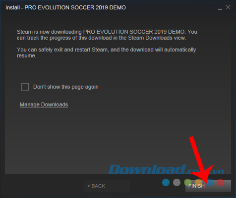 Hoàn tất cài đặt game Pes Evolution Soccer 2019
