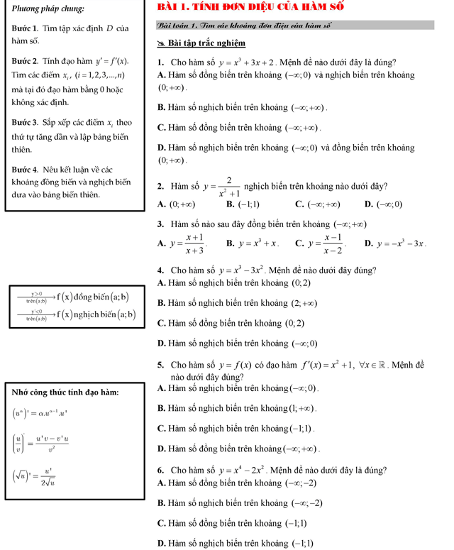 Chuyên đề trắc nghiệm hàm số Bài tập trắc nghiệm chuyên đề hàm số
