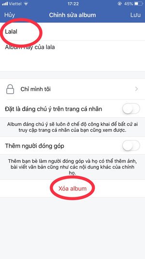 Xóa Album ảnh