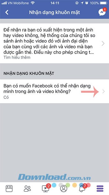 Cài đặt nhận dạng khuôn mặt trên Facebook