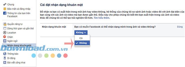 Tắt nhận dạng khuôn mặt trên Facebook