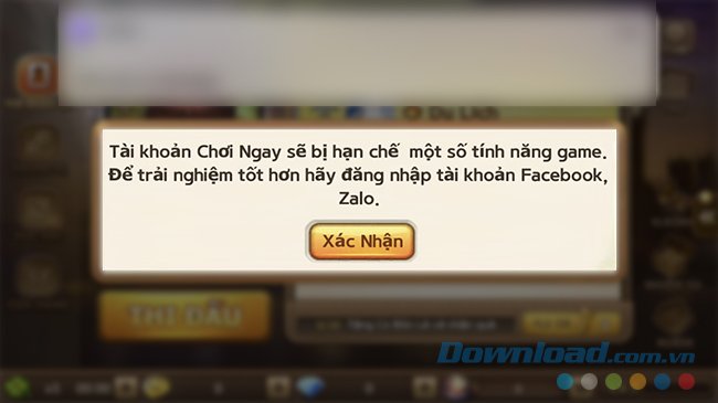 Đăng nhập vào game 