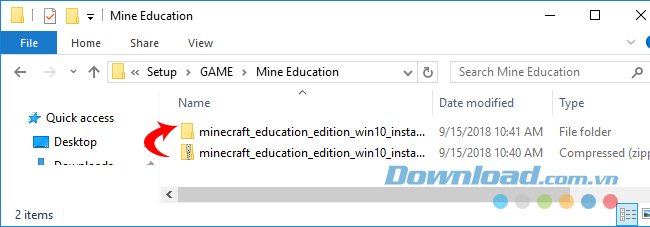 Giải nén file cài đặt Minecraft: Education Edition