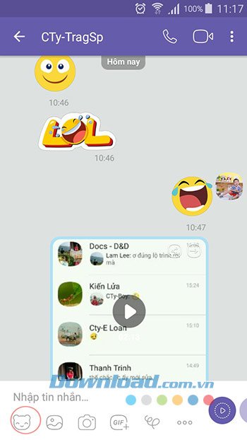 Giao diện chat Viber