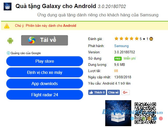 Cài ứng dụng quà tặng Galaxy