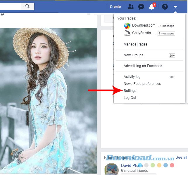 Trang chủ tài khoản Facebook