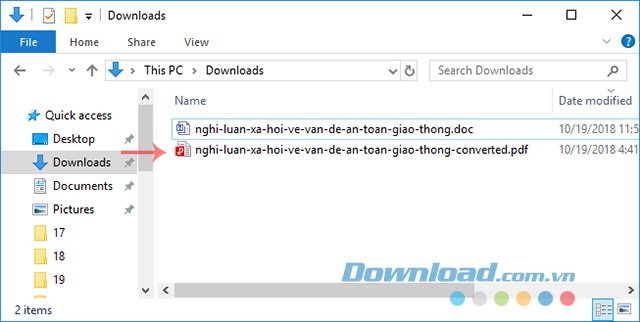 File sau khi chuyển đổi Word sang PDF