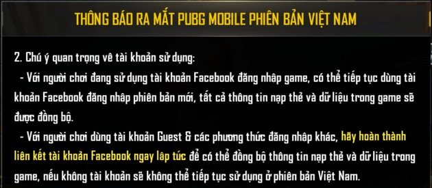 Thông báo từ nhà phát hành PUBG Mobile tại Việt Nam
