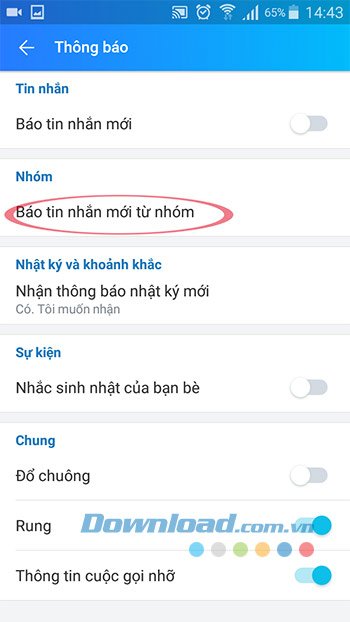 Báo tin nhắn mới trong nhóm