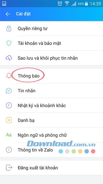 Cài đặt thông báo