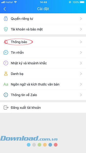 Cài đặt thông báo