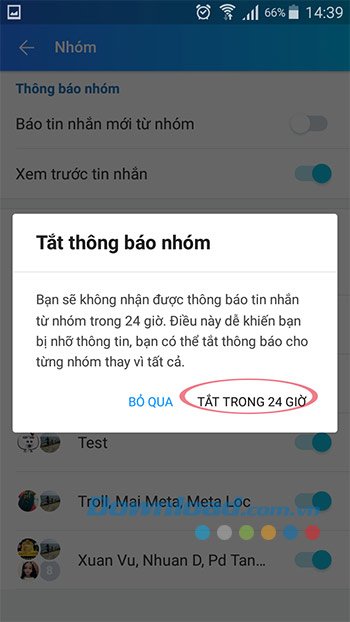 Tắt thông báo nhóm