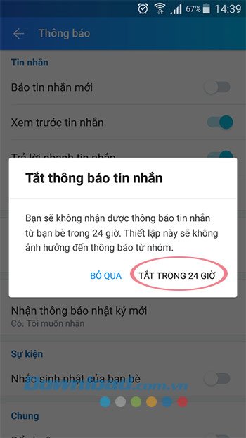 Tắt thông báo trong 24h