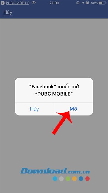 Mở game PUBG Mobile VNG bằng Facebook