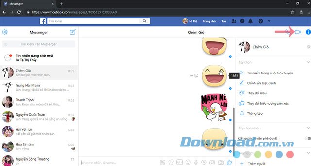 Gọi video nhóm Facebook Messenger