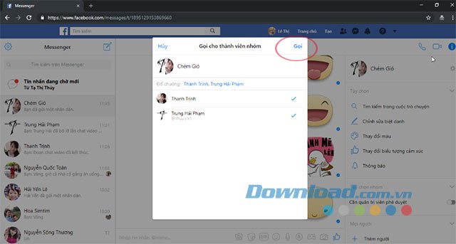 Gọi video nhóm Facebook Messenger