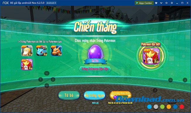 Quay trứng để nhận Pokemon Sử thi game Làng Quái Thú