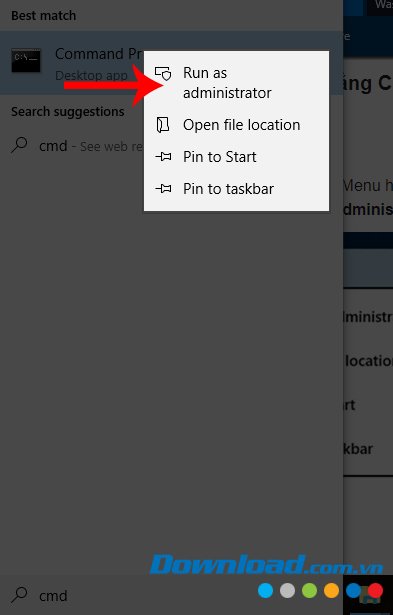 Chạy cmd bằng quyền admin