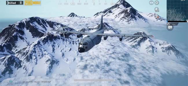 Nhảy từ máy bay trong map tuyết của PUBG Mobile