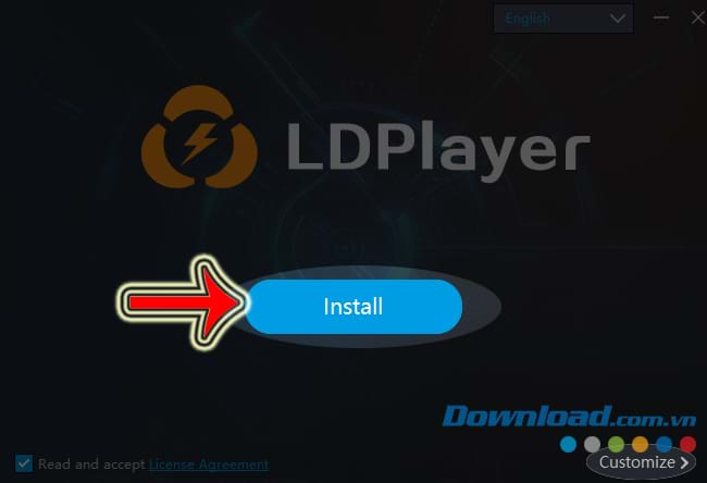 Chọn vào Install để cài đặt LDPlayer