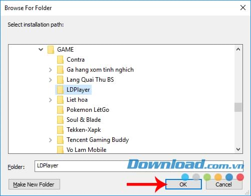 OK để tiếp tục cài LDPlayer