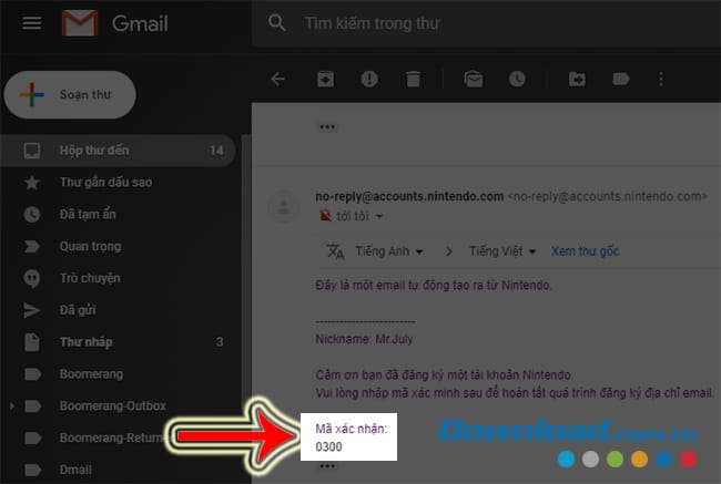 Đăng nhập vào tài khoản Gmail để lấy mã
