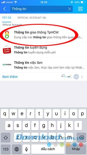 Cách xem camera giao thông TP Hồ Chí Minh trên Zalo