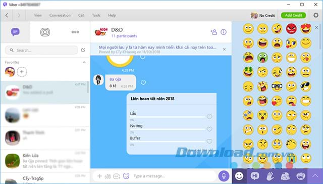 Tạo bình chọn trên Viber thành công