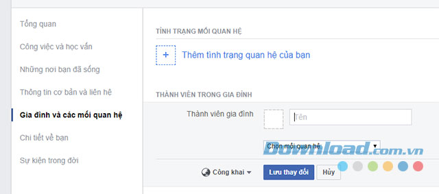 Thêm thành viên gia đình trên Facebook