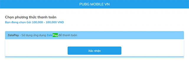 Nạp PUBG Mobile VN bằng Zalo Pay