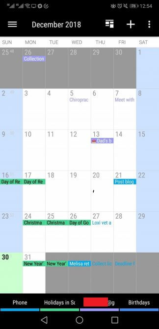 Trình xem lịch hàng tháng trên Business Calendar 2