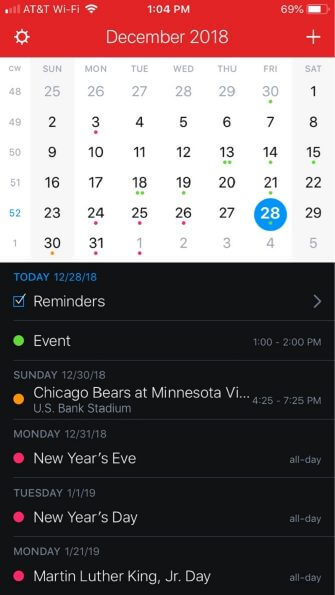 Trình xem lịch theo tháng Fantastical 2