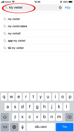 Tìm kiếm ứng dụng My Viettel