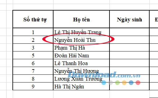 Bảng tính mới nội dung trùng đã bị xóa