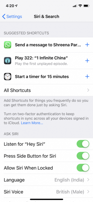 Sử dụng Siri Shortcuts