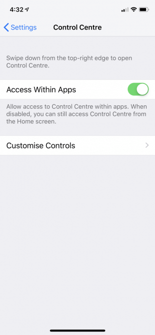 Control Center trên iOS