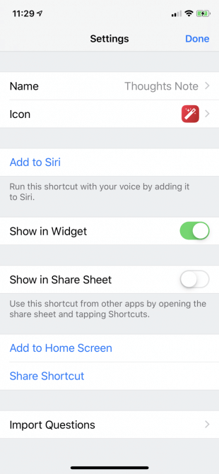 Cài đặt ghi chú trên Siri Shortcuts