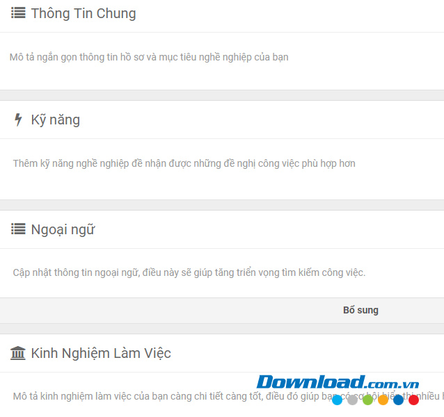 Tạo hồ sơ online trên Vietnamworks