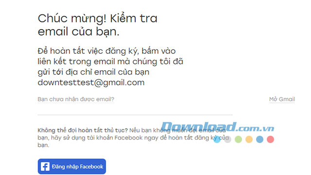 Kiểm tra email để xác nhận đăng ký Badoo