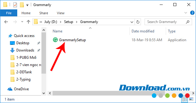 Chạy file cài đặt Grammarly