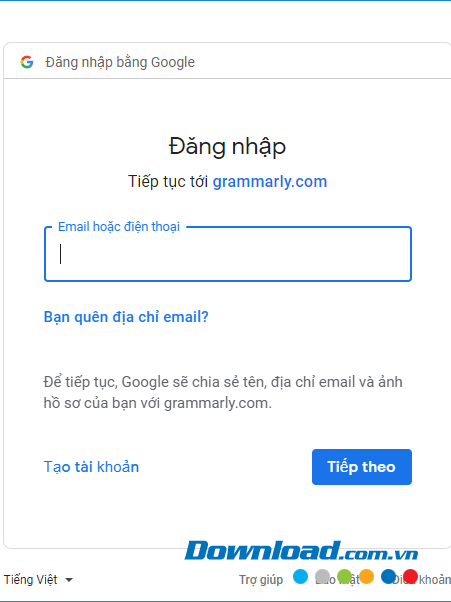 Sử dụng tài khoản Google