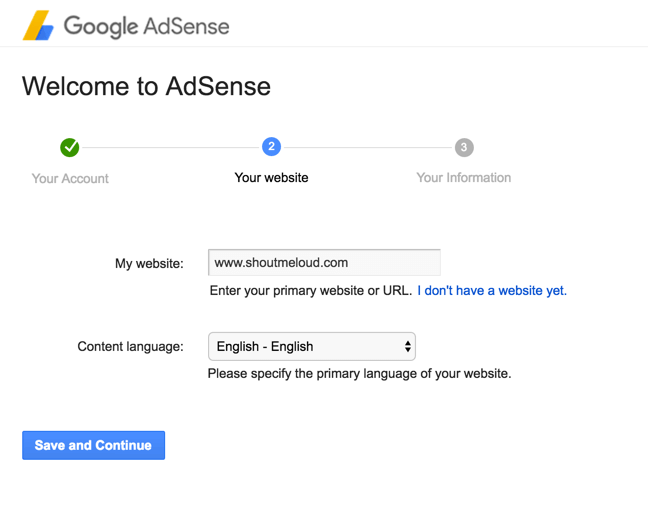 Tạo tài khoản cho AdSense