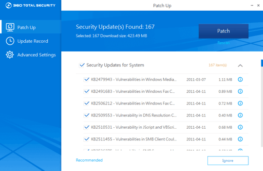 360 Total Security cập nhật nhanh phần mềm trên PC