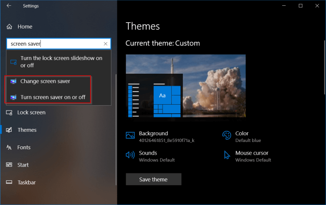 Tùy chọn cài đặt trình bảo vệ màn hình cho Windows 10