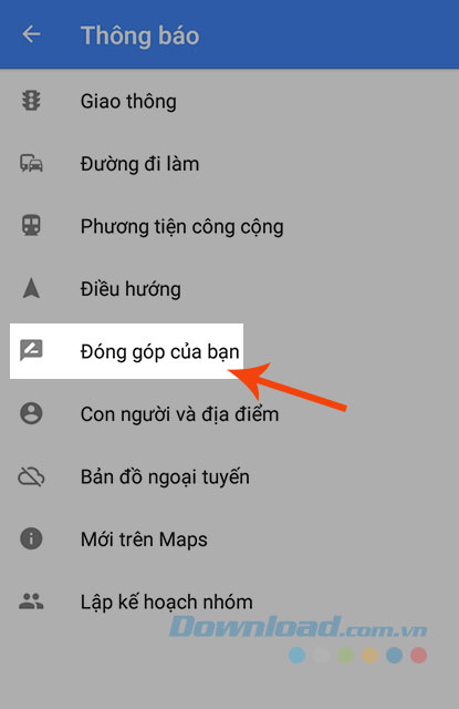 Nhấn vào Đóng góp của bạn
