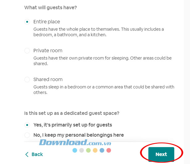 Dạng phòng cho thuê trên Airbnb