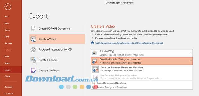 Hướng dẫn xuất file Powerpoint thành video trên Microsoft Office