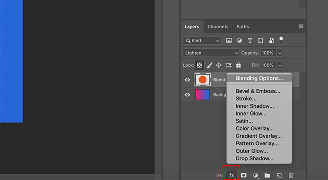 Các tùy chọn trộn màu trong Adobe Photoshop