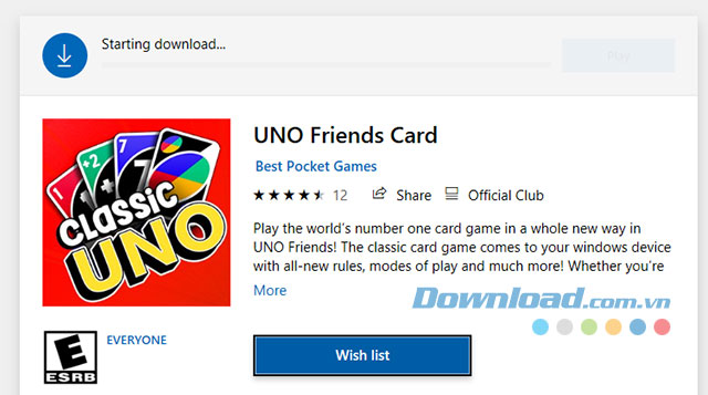 Quá trình cài đặt game UNO Friends Card