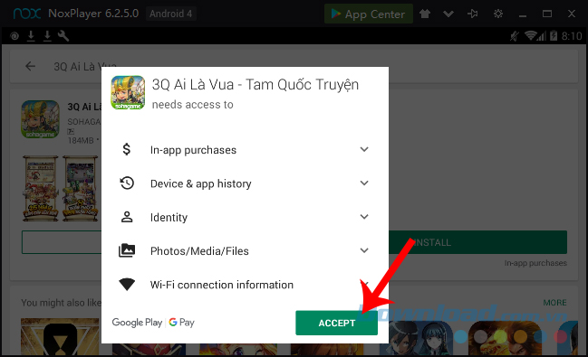 Click vào Accept để tải 3Q Ai Là Vua